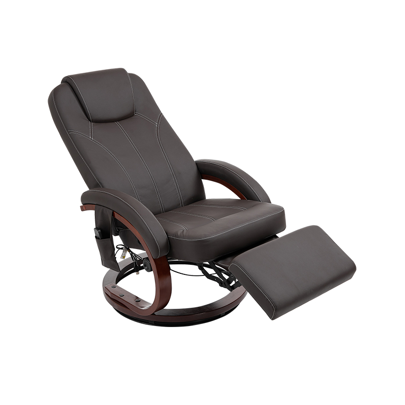 Manual Leather Swivel Recliner Chair RV Euro Chair Black / Brown