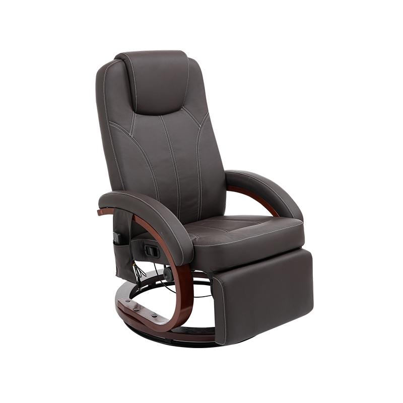 Manual Leather Swivel Recliner Chair RV Euro Chair Black / Brown