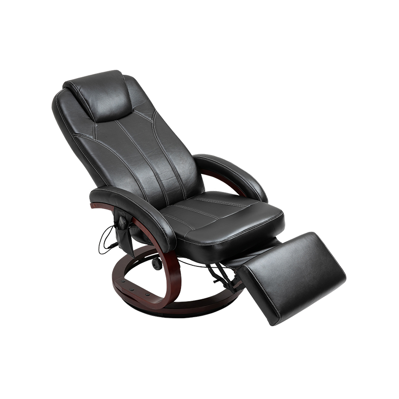 Manual Leather Swivel Recliner Chair RV Euro Chair Black / Brown