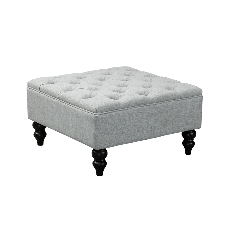 Stylish And Contemporary Footstools Grey Fabric Square Stools And Ottoman With Wood Legs