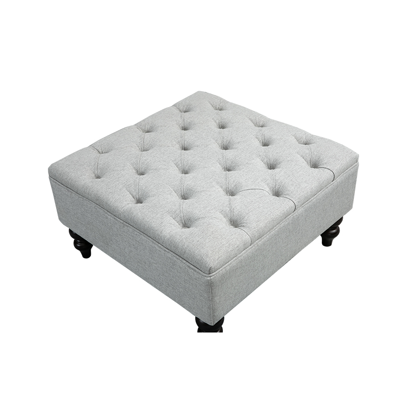 Stylish And Contemporary Footstools Grey Fabric Square Stools And Ottoman With Wood Legs