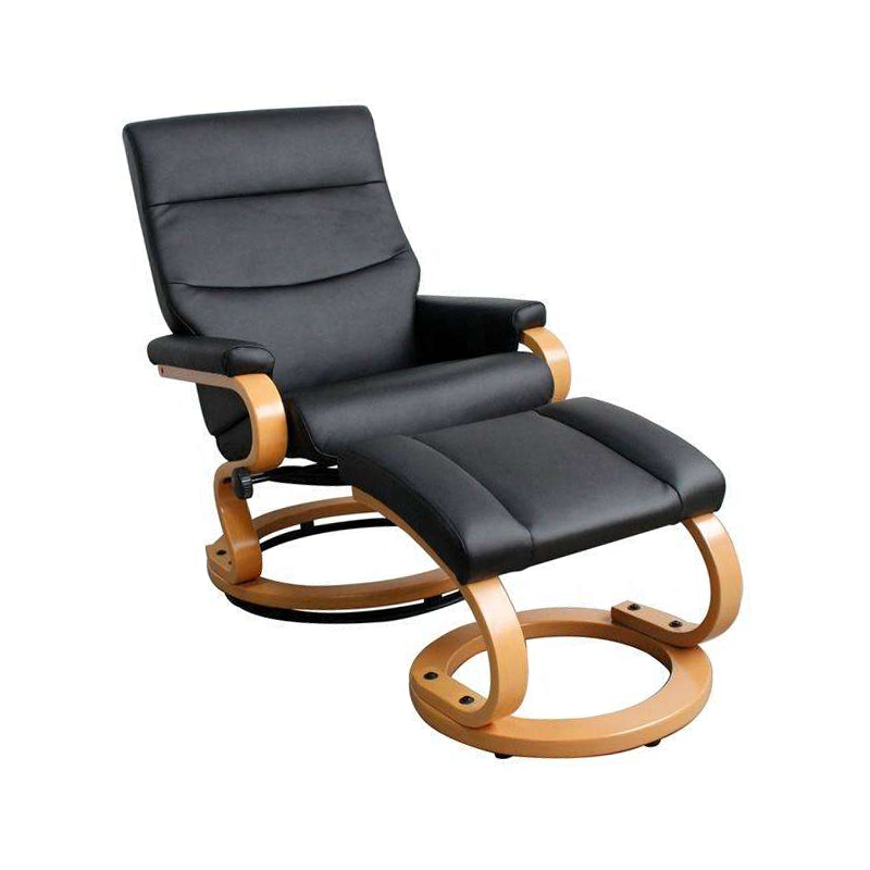 Wholesale Pu Leather Wooden Base Manual Swivel Recliner Chair With Ottoman