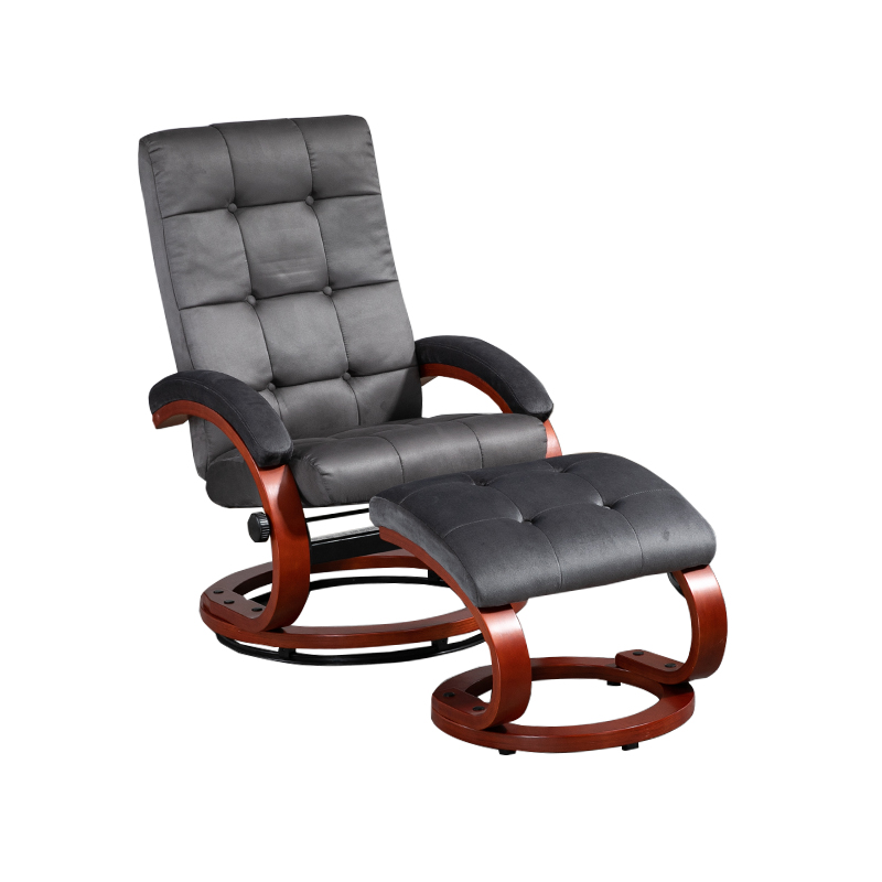 Microfiber Fabric Button Tufted Manual Swivel Euro Massage Recliner Chair With Ottoman