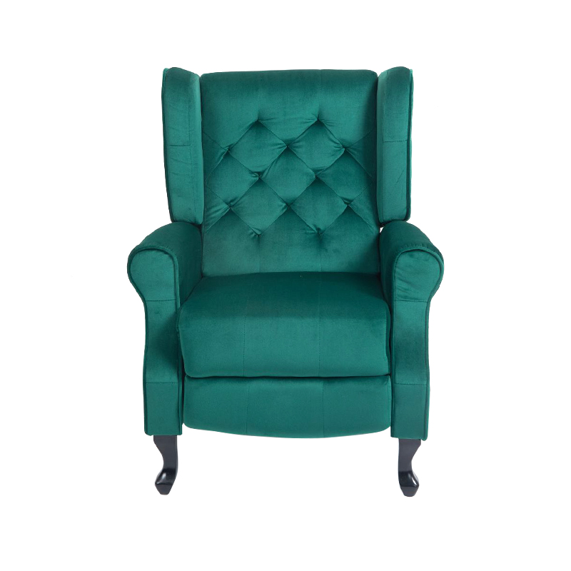 Luxury Recliner Living Room Armchairs Green Fabric Comfortable Relax Manual Reclining Armchair