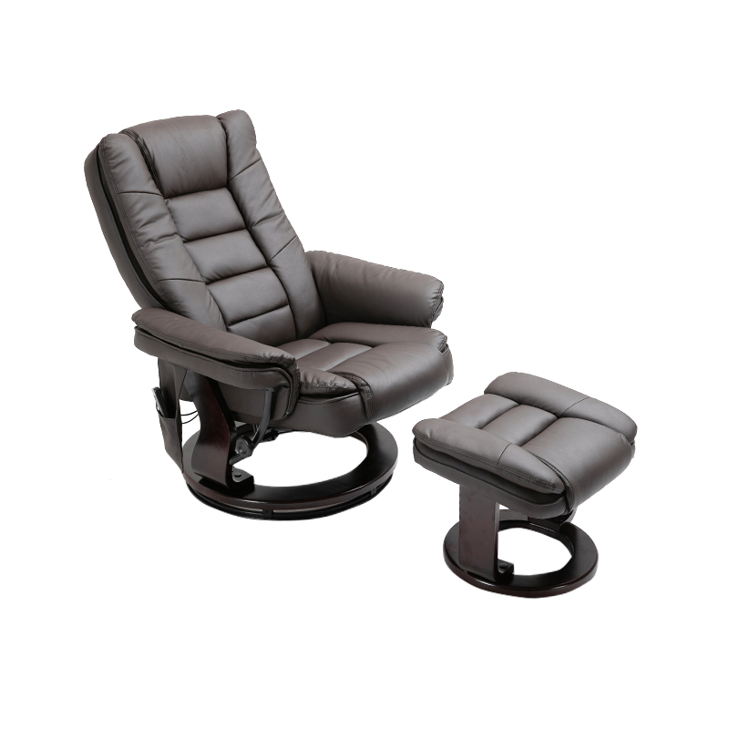 Upholstered Comfortable Living Room Synthetic Leather Manual Recliner Chair And Footstool Set