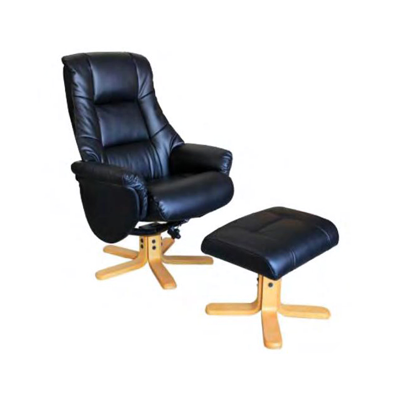 Comfortable Black PU Modern Living Room Relax TV Recliner Chair With Ottoman