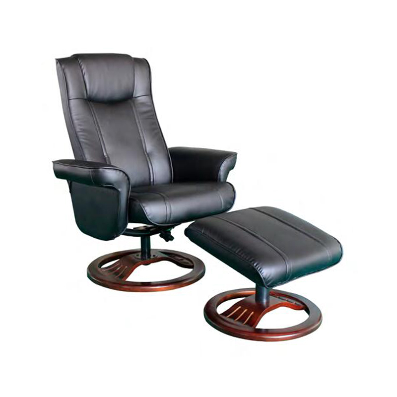 Hot Selling Soft Leathe Modern Swivel Recliner Chair Living Room Chair with Footstool