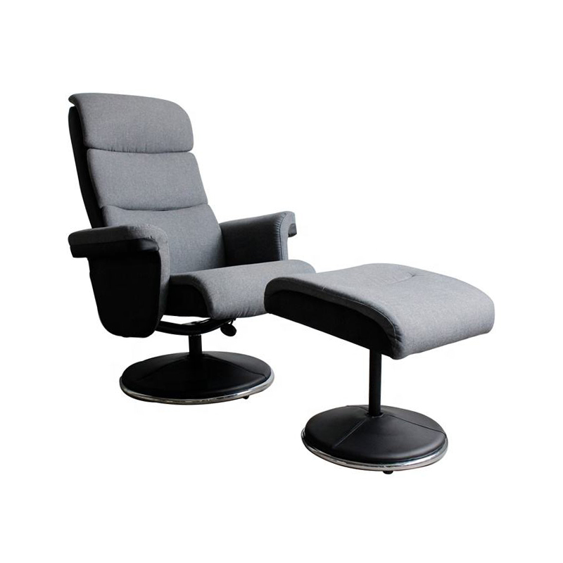 Microfiber Fabric Modern Swivel Recliner TV Chair with Footstool