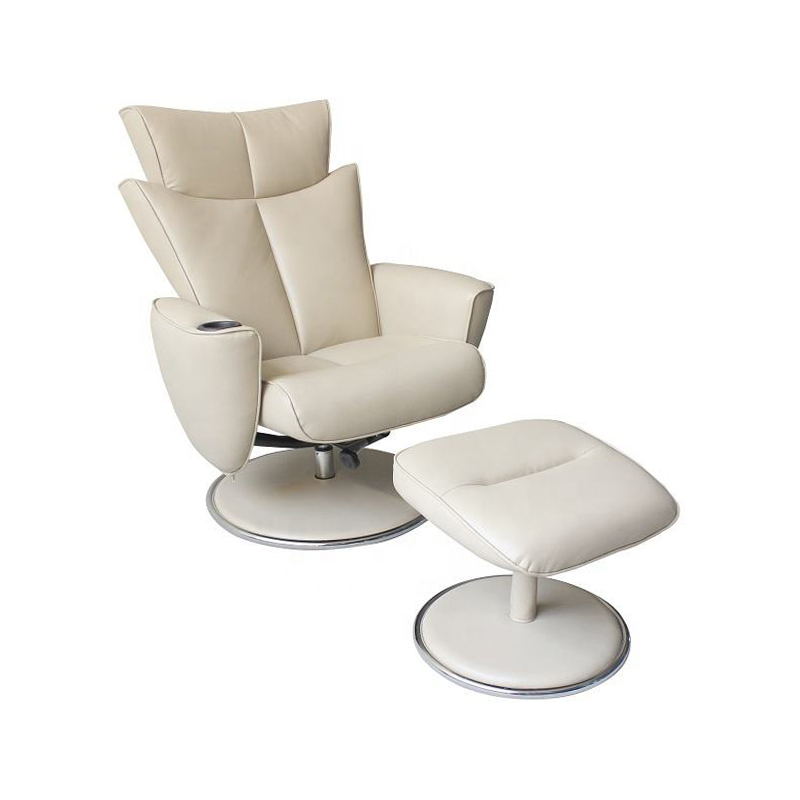 Wholesale Pu Living Room White Lounge Recliner Chair Accent Chair With Ottoman Footstool