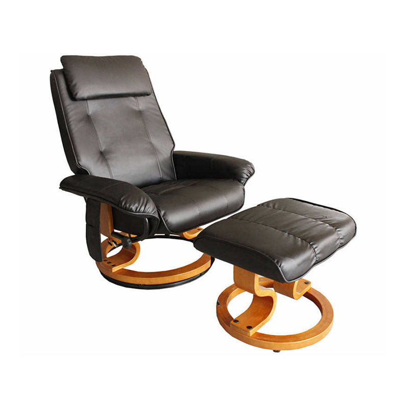 High Quality PU Leather Wooden Base Manual Swivel RV Recliner Chair With Ottoman