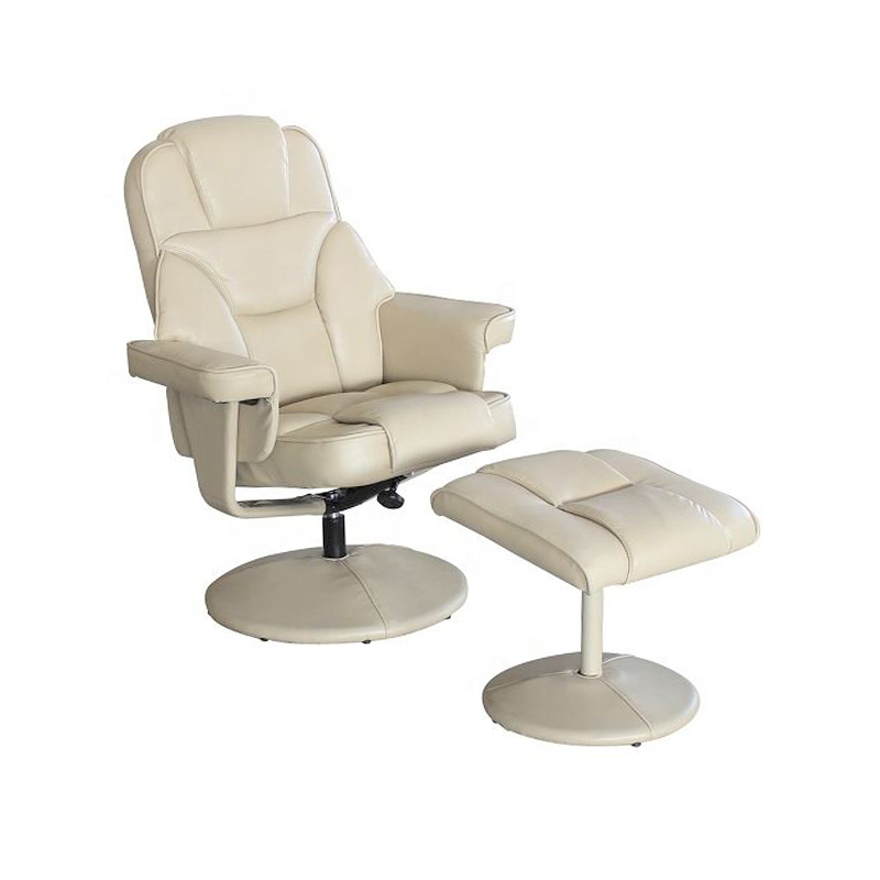 Customized Leather Manual Swivel Base Recliner Chair With Footrest