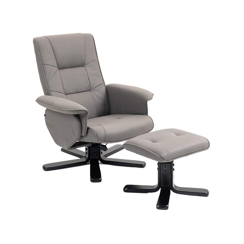 Modern Manual Leather Recliner Wooden Base Swivel Chairs with Ottoman Modern Manual Leather Recliner Wooden Base Swivel Chairs with Ottoman